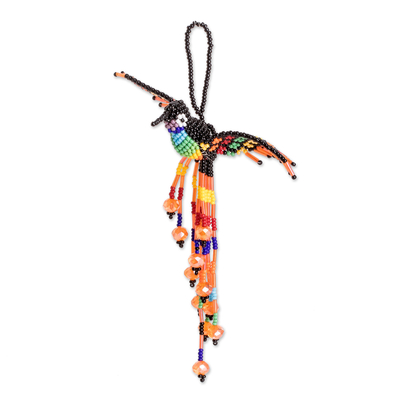 Acento casero con cuentas - Acento para el hogar con temática de pájaros multicolor hecho a mano en Guatemala