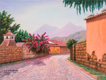 'Las Animas Street II' - Signed and Stretched Realist Painting of Colorful Street