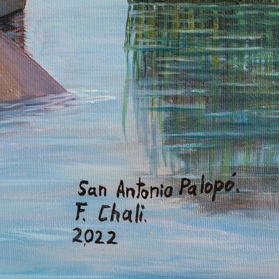 'Saint Antonio Palopó' - Guatemalan Landscape Oil Painting with Realist Style