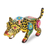 Holzfigur „Jarring Jaguar“ – handbemalte Wildkatzen-Holzfigur mit Blumenmuster aus Guatemala