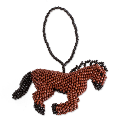 Handmade Horse-Themed Beaded Ornament for Home Decor