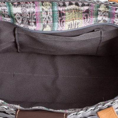 Handwoven shoulder bag, 'Grey Winter' - Handwoven Recycled Vinyl Cord Grey Shoulder Bag