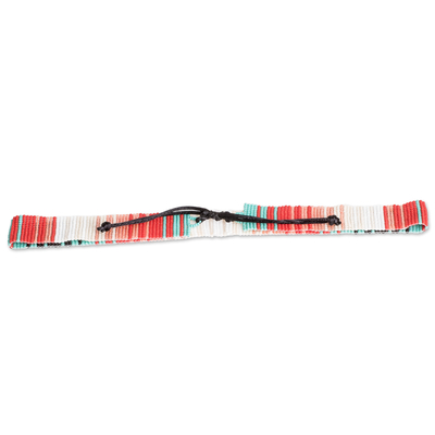 Glass beaded hatband, 'Striped Intensity' - Handcrafted Glass Beaded Hatband with Colorful Pattern