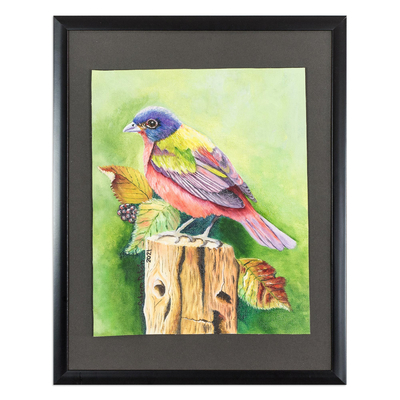 Oil on Canvas Painting of Colorful Bird from Guatemala