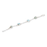 Jade and larimar link bracelet, 'Precious Union' - Sterling Silver Link Bracelet with Jade and Larimar Stones