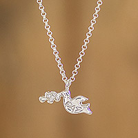 Silver pendant necklace, 'Flight of Peace' - Guatemalan Silver Pendant Necklace with Dove Pendant