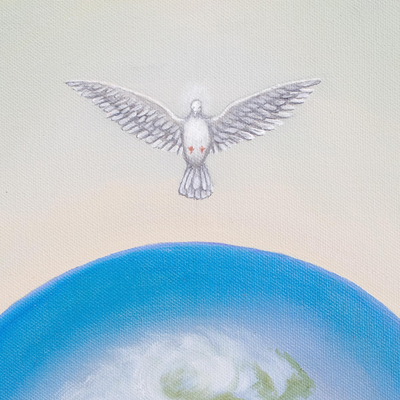 'Peace' (2022) - Pintura expresionista del proyecto de paz mundial firmada.