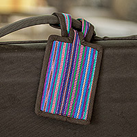 Cotton luggage tag, 'My Homeland's Colors' - Multicolored Cotton Luggage Tag Handmade in Guatemala