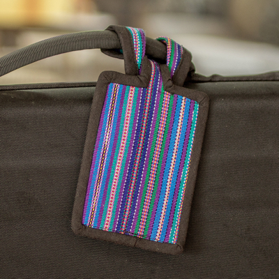 Etiqueta de equipaje de algodón - Etiqueta de equipaje de algodón multicolor hecha a mano en Guatemala