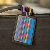 Cotton luggage tag, 'Traveling Love' - Multicolored Cotton Luggage Tag Handmade in Guatemala