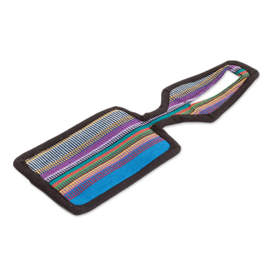 Cotton luggage tag, 'Traveling Love' - Multicolored Cotton Luggage Tag Handmade in Guatemala