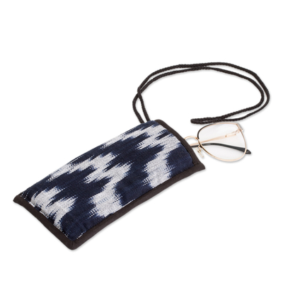 Blue and White Cotton Glasses Case Handmade in Guatemala
