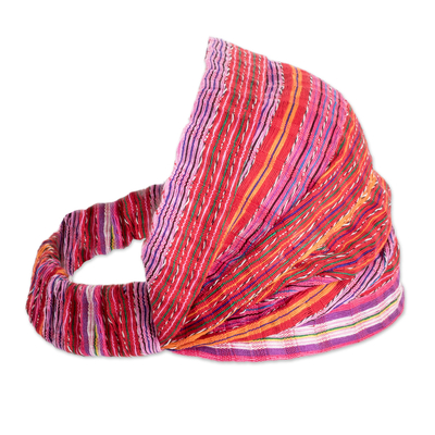 Stirnband aus Baumwolle - Mehrfarbiges Baumwoll-Stirnband, handgewebt in Guatemala