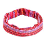 Cotton headband, 'Stripes of Joy' - Multicolored Cotton Headband Hand-Woven in Guatemala