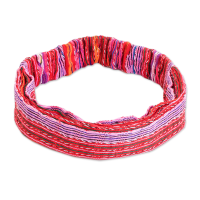 Cotton headband, 'Stripes of Joy' - Multicoloured Cotton Headband Hand-Woven in Guatemala
