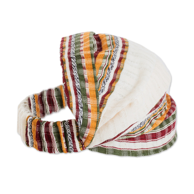 Stirnband aus Baumwolle - Mehrfarbiges Baumwoll-Stirnband, handgewebt in Guatemala