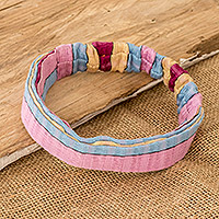 Cotton headband, 'Pastels' - Cotton Headband Hand-Woven in Guatemala with Pastel Stripes