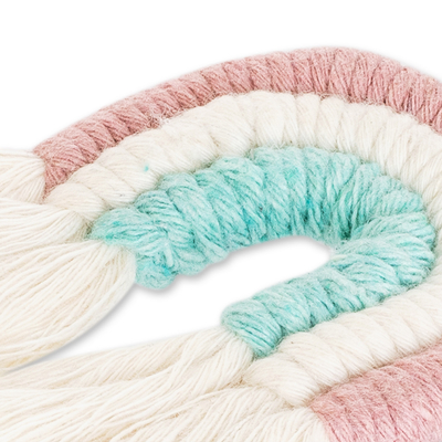 Llavero de macramé de algodón y charm para bolso - Llavero y charm para bolso de macramé de algodón con arcoíris de colores