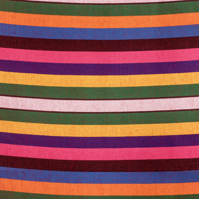 Tischläufer aus Baumwolle, 'Guatemalan Rainbow' - Handgefertigter Tischläufer aus Baumwolle mit buntem Streifendesign