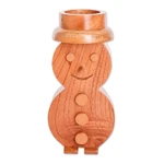 Wood candleholder, 'Snowy Friend' - Hand-Carved Cedar Wood Snowman Candleholder in Brown