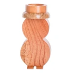Wood candleholder, 'Snowy Friend' - Hand-Carved Cedar Wood Snowman Candleholder in Brown