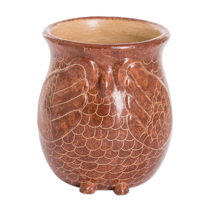Ceramic decorative vase, 'Pre-Columbian Owl' - Ceramic Decorative Vase of An Owl Handmade in Nicaragua
