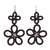 Hand-tatted dangle earrings, 'Black Flora' - Hand-Tatted Floral Dangle Earrings in Black