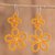 Hand-tatted dangle earrings, 'Yellow Flora' - Hand-Tatted Floral Dangle Earrings in Yellow