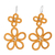Hand-tatted dangle earrings, 'Yellow Flora' - Hand-Tatted Floral Dangle Earrings in Yellow