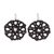 Hand-tatted dangle earrings, 'Sinuous Elegance' - Black Hand-Tatted Dangle Earrings with Glass Beads