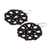 Hand-tatted dangle earrings, 'Sinuous Elegance' - Black Hand-Tatted Dangle Earrings with Glass Beads