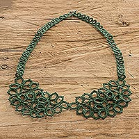 Featured review for Hand-tatted statement necklace, Green Breeze