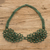 Hand-tatted statement necklace, 'Green Breeze' - Hand-Tatted Green Statement Necklace with Glass Beads