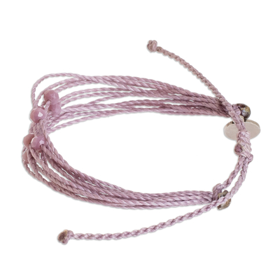 Crystal beaded cord bracelet, 'Lilac Sparkles' - Handcrafted Crystal Beaded Cord Bracelet from Guatemala