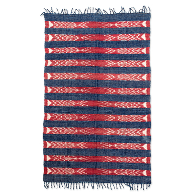 Wool area rug, Striped Winter