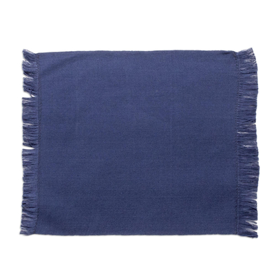 Manteles individuales y servilletas de algodón (juego de 4) - Manteles individuales azules de algodón tejidos a mano con servilletas (juego de 4)