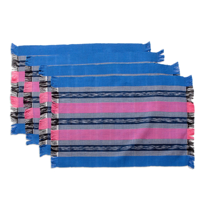Manteles individuales y servilletas de algodón (juego de 4) - Manteles individuales de algodón carmín tejidos a mano con servilletas (juego de 4)