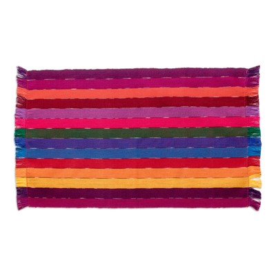 Cotton placemats and napkins, 'Rainbow Delight' (set of 4) - Handwoven Cotton Rainbow Placemats with Napkins (Set of 4)