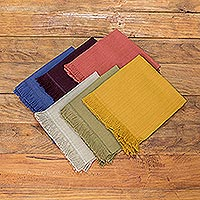 Baumwollservietten, „Autumn Facets“ (6er-Set) – Set aus 6 handgewebten Baumwollservietten mit bunter Palette