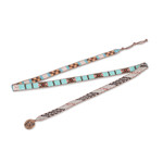 Glass beaded wrap bracelet, 'Geometric Revolution' - Handcrafted Glass Beaded Wrap Bracelet with Geometric Design