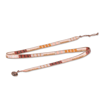 Wickelarmband aus Glasperlen - Handgefertigtes Wickelarmband aus Glasperlen in einer warmen Farbpalette