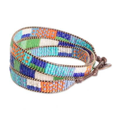 Wickelarmband aus Glasperlen - Handgefertigtes Wickelarmband aus Glasperlen in intensiven Farben