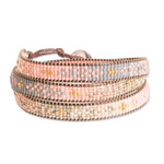 Glass beaded wrap bracelet, 'Casual Mosaic' - Handcrafted Glass Beaded Wrap Bracelet with Mosaic Pattern