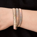 Glass beaded wrap bracelet, 'Casual Mosaic' - Handcrafted Glass Beaded Wrap Bracelet with Mosaic Pattern