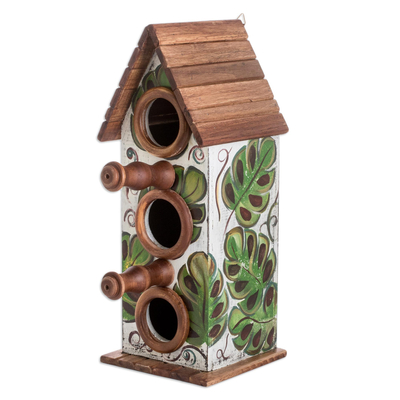Vogelhaus aus recyceltem Holz - Handbemaltes Shabby-Chic-Vogelhaus aus recyceltem Kiefernholz