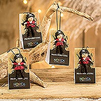 Cotton worry dolls, 'Dreamy Crew' (set of 4) - Set of 4 Handcrafted Cotton and Cibaque Pirate Worry Dolls