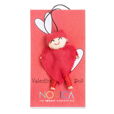 Muñeca de preocupación de algodón - Muñeco de algodón romántico hecho a mano con disfraz de corazón