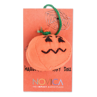 Handcrafted Cotton Pumpkin Worry Doll from Guatemala