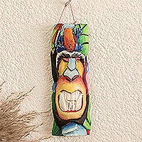 Wood mask, 'Paradise Jungle' - Handcrafted Balsa Wood Mask with Hand-Painted Motifs