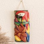 Wood mask, 'Celestial Birds' - Handcrafted Balsa Wood Mask with Hand-Painted Details